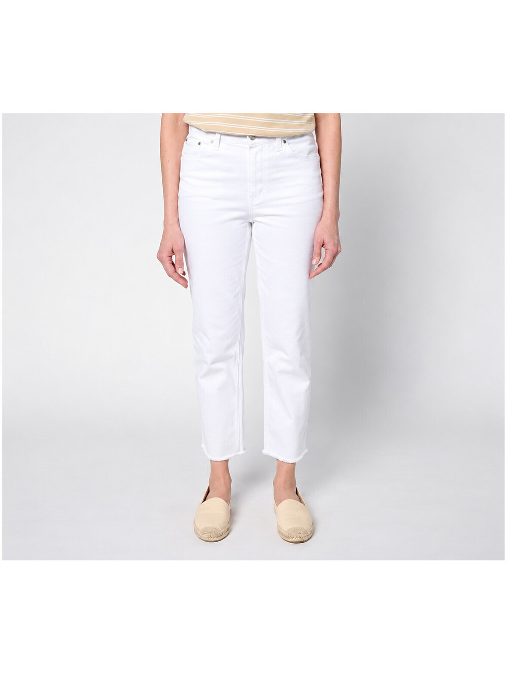 Women with Control Contour Curves Slim Straight Leg Crop Pants White, Petite 12